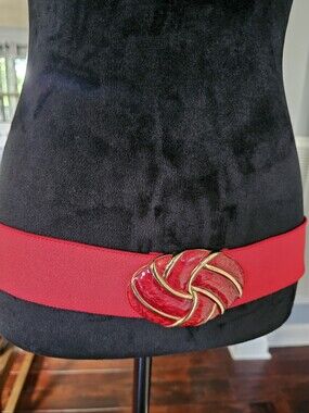 Vintage Day Lor Cherry Red Enamel Stretch Belt Med/Large
